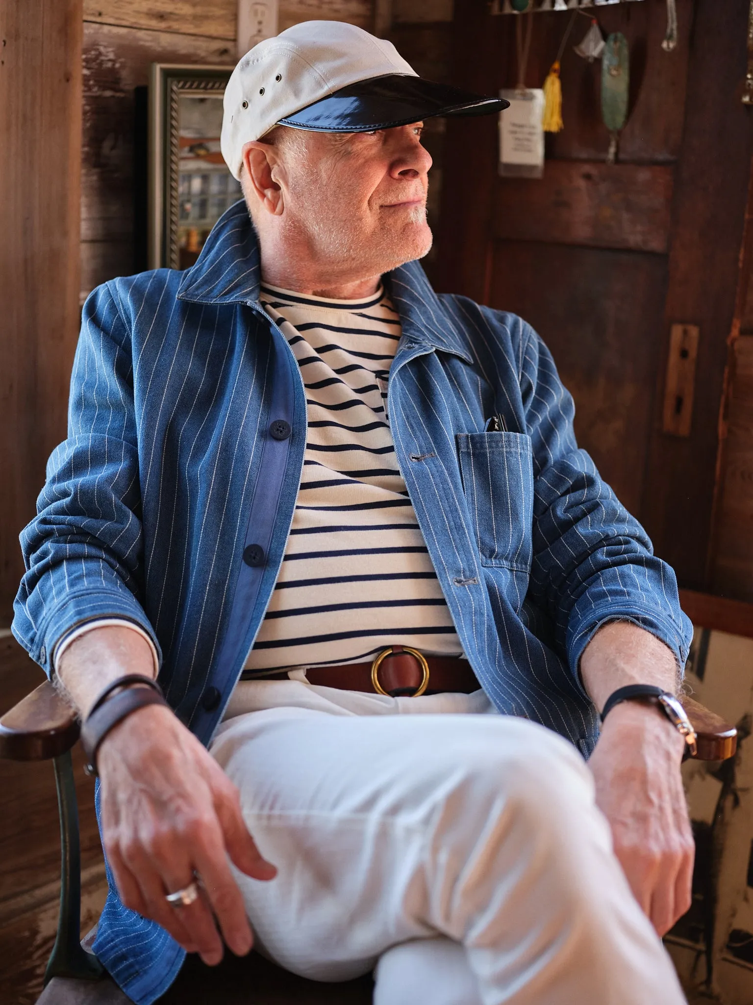 French Workman’s Jacket in Pinstripe Denim sold by Quaker Marine Supply product image thumbnail 2