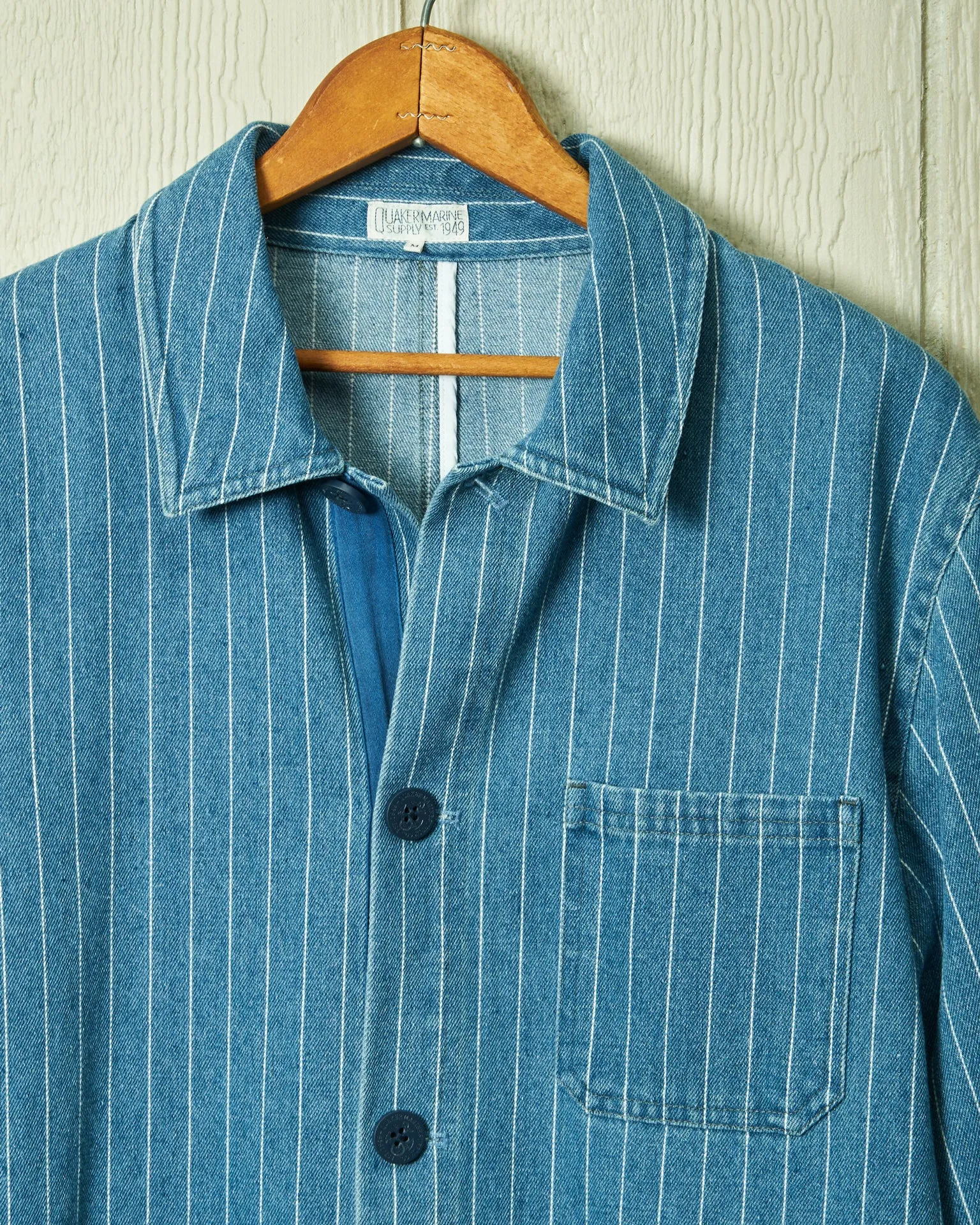 French Workman’s Jacket in Pinstripe Denim sold by Quaker Marine Supply product image thumbnail 4