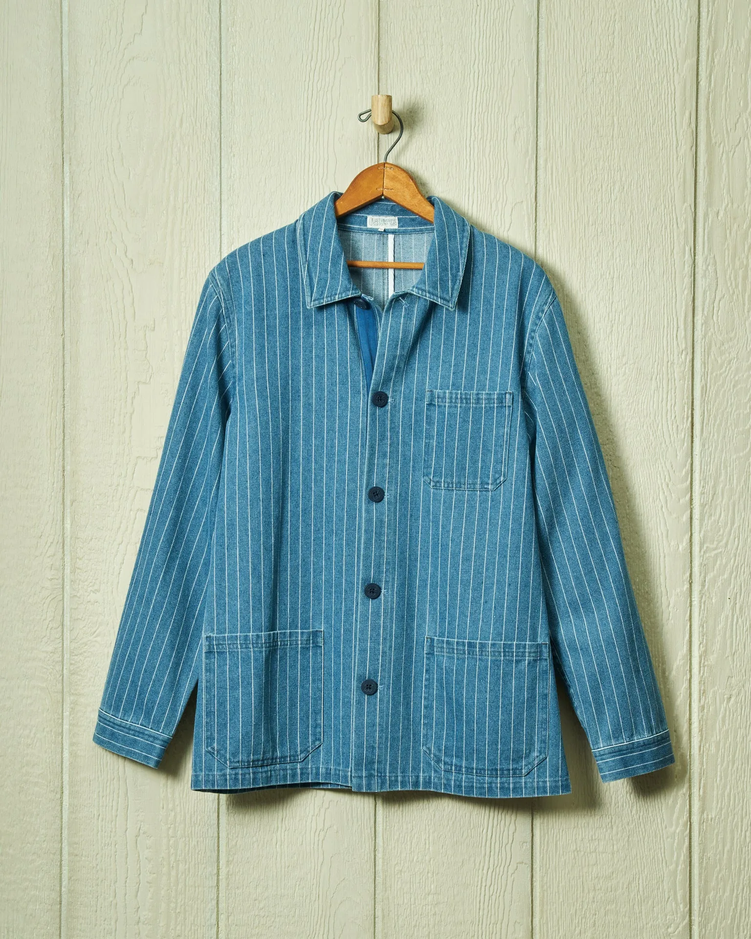 French Workman’s Jacket in Pinstripe Denim sold by Quaker Marine Supply