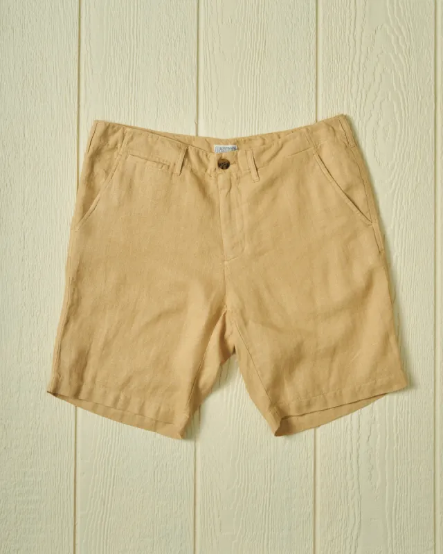Camden Short in Khaki Linen sold by Quaker Marine Supply