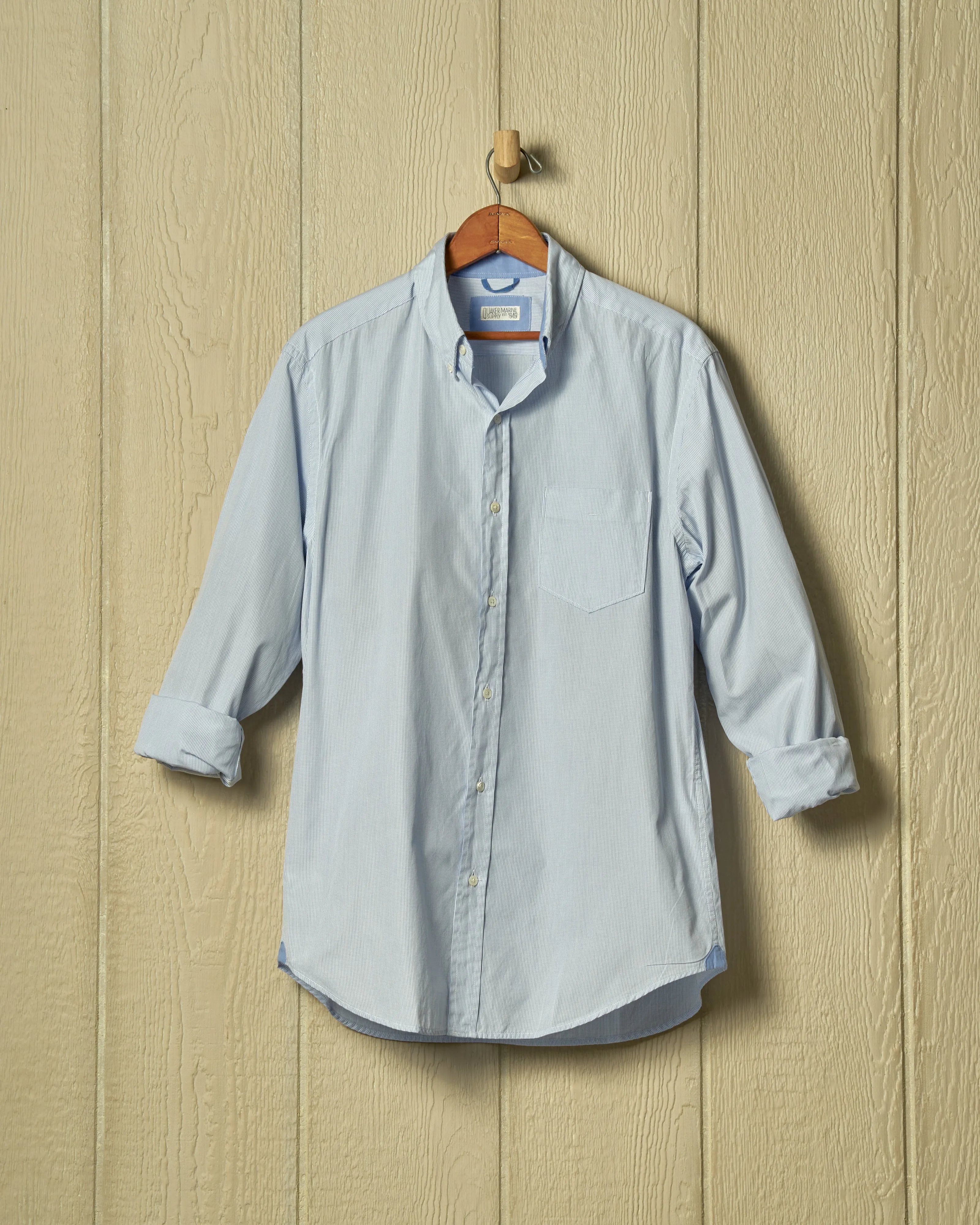 Sea-Washed Shirt in Blue Graph Check sold by Quaker Marine Supply