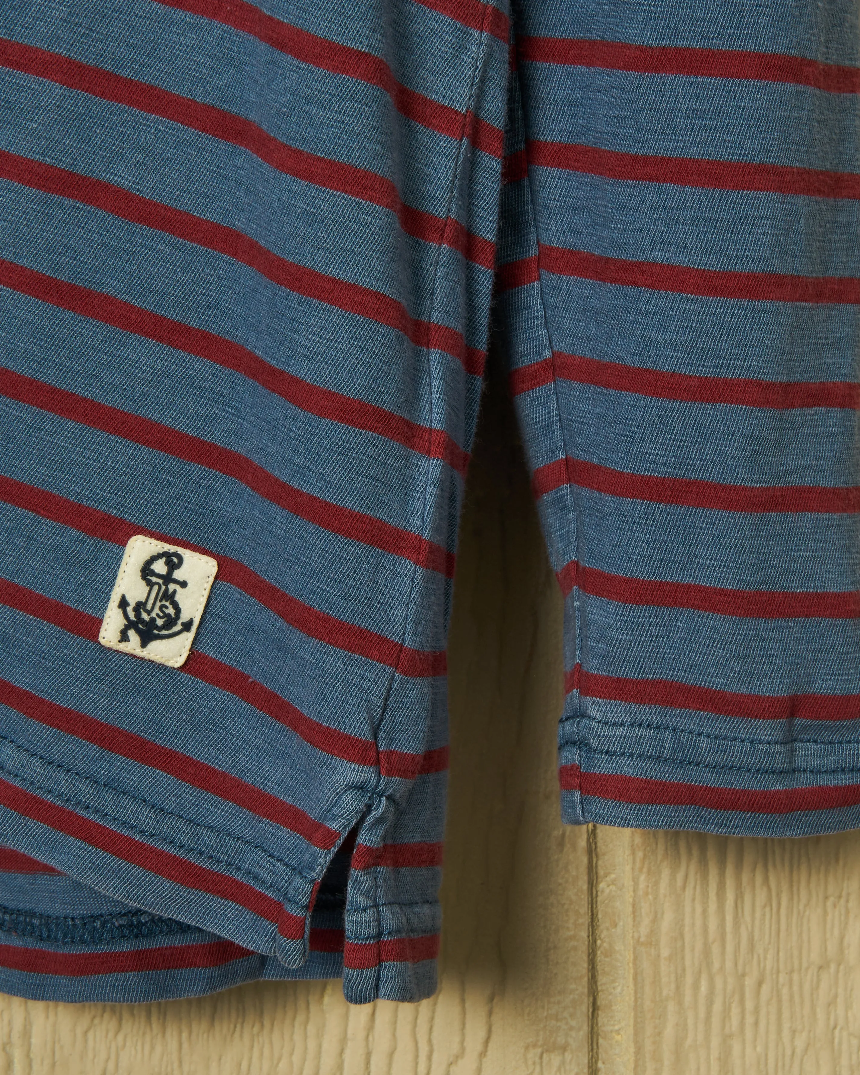 Long Sleeve Indigo Polo in 3/4" Red/Navy Stripe sold by Quaker Marine Supply product image thumbnail 5