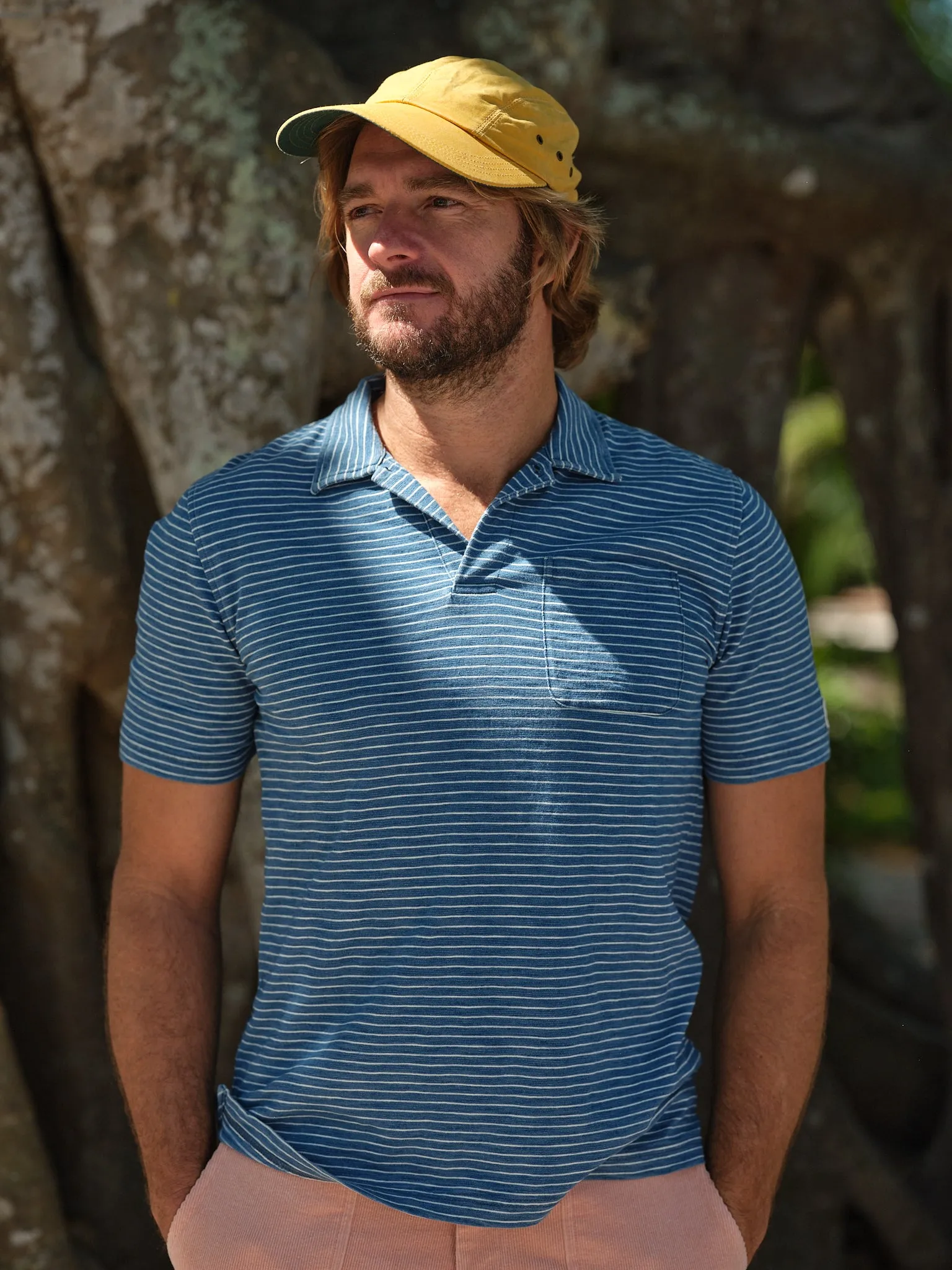 Indigo Polo in Blue/White Slub Stripe sold by Quaker Marine Supply product image thumbnail 2