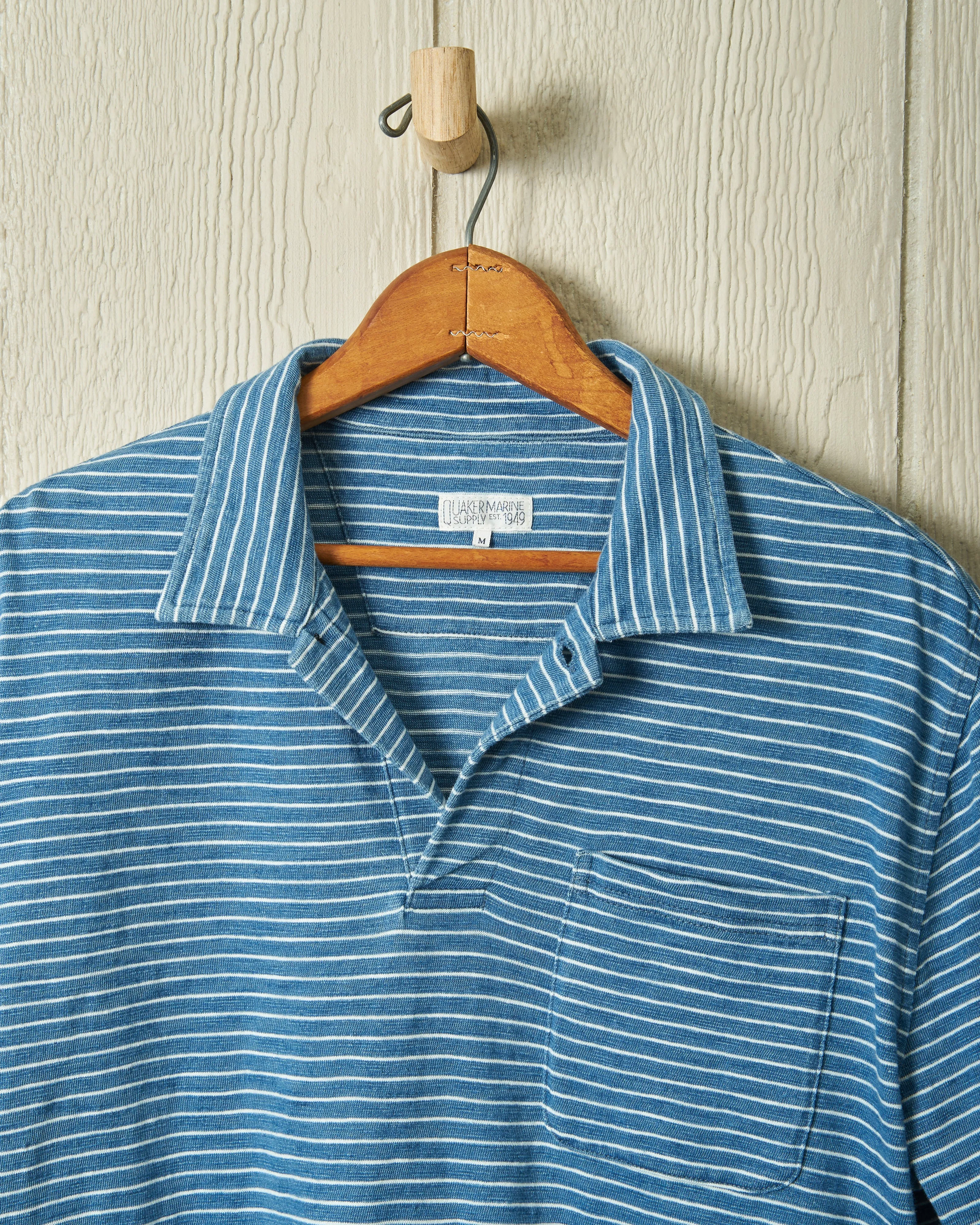 Indigo Polo in Blue/White Slub Stripe sold by Quaker Marine Supply product image thumbnail 3
