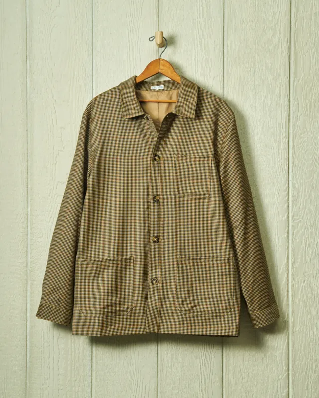 Superfine Wool French Workman’s Jacket in Gun Check sold by Quaker Marine Supply