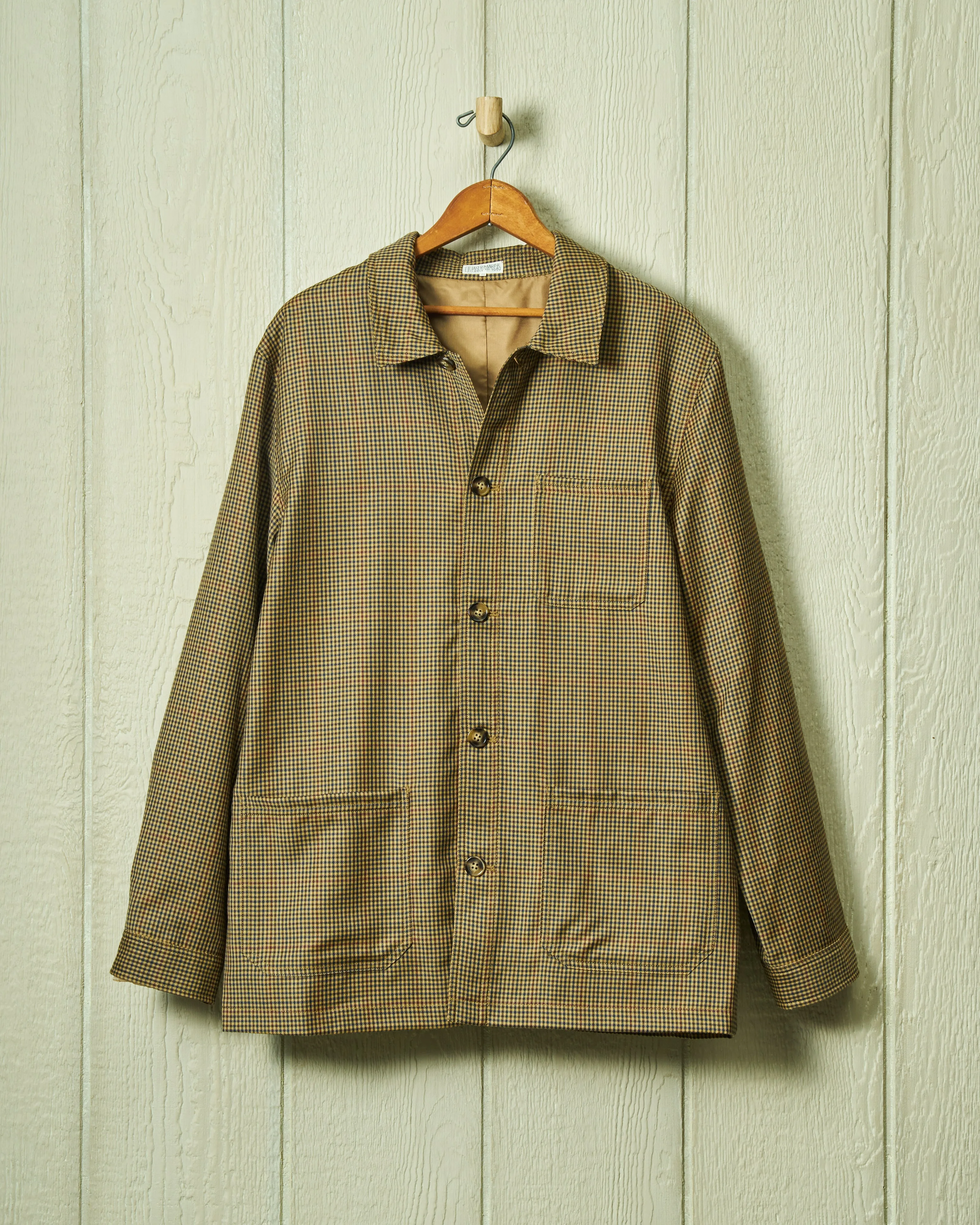 Superfine Wool French Workman’s Jacket in Gun Check sold by Quaker Marine Supply