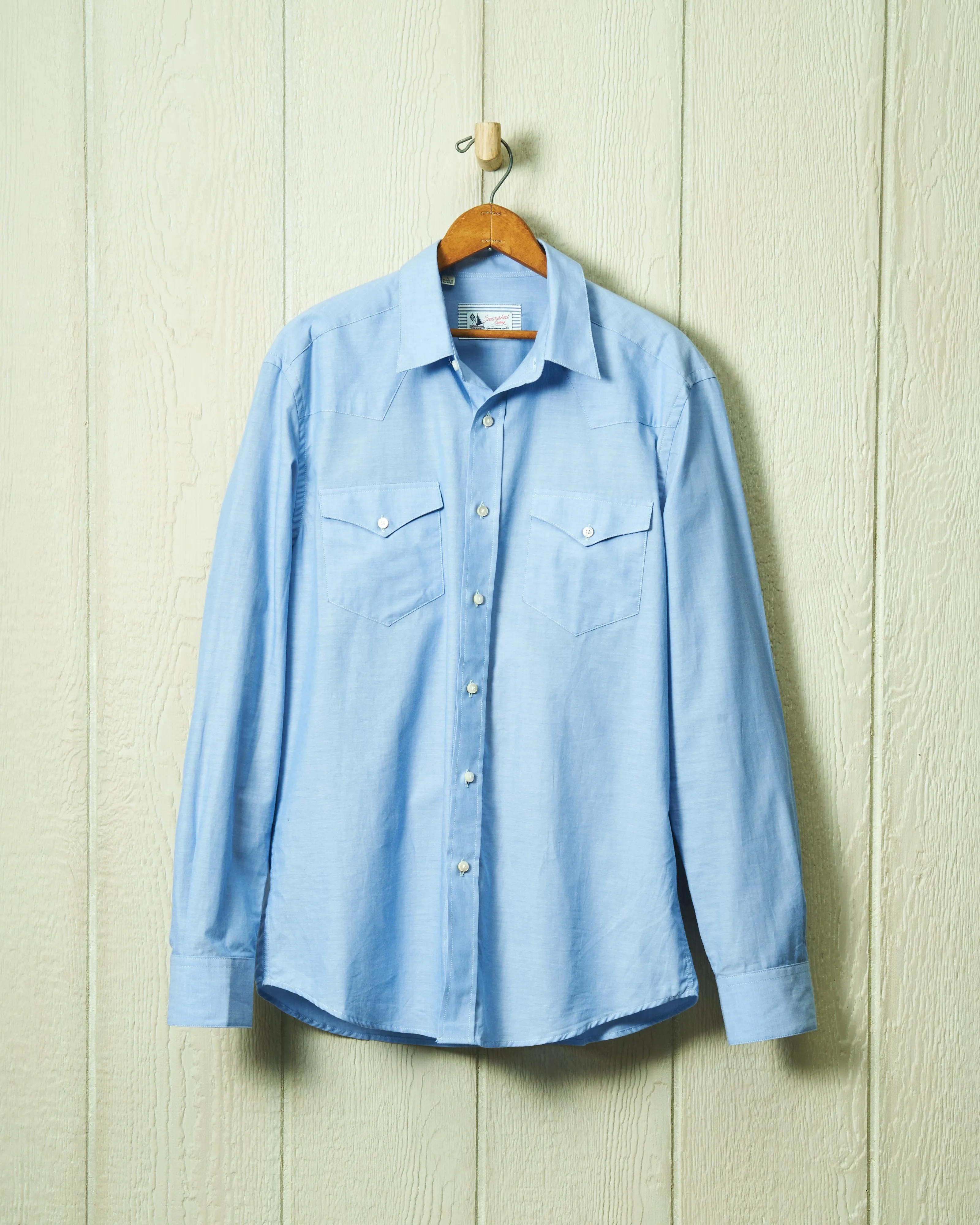 Western Sea-Washed Shirt in Chambray sold by Quaker Marine Supply