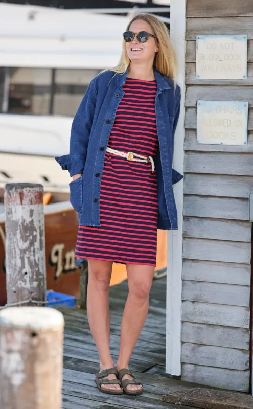 Women's French Sailor Dress in Navy/Red sold by Quaker Marine Supply