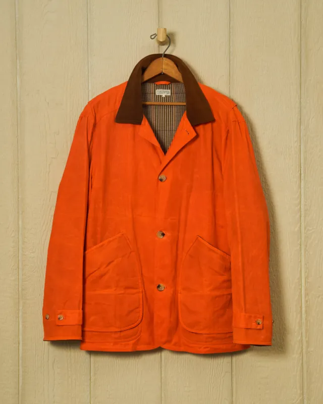 Gamekeeper Jacket in Signal Orange Waxed Canvas sold by Quaker Marine Supply