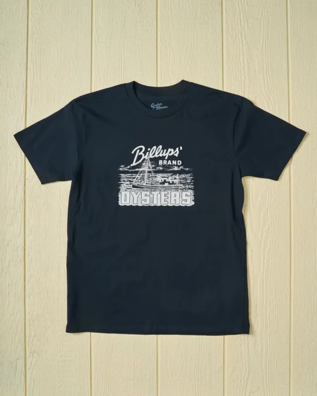 Billups Oysters Tee in Navy sold by Quaker Marine Supply