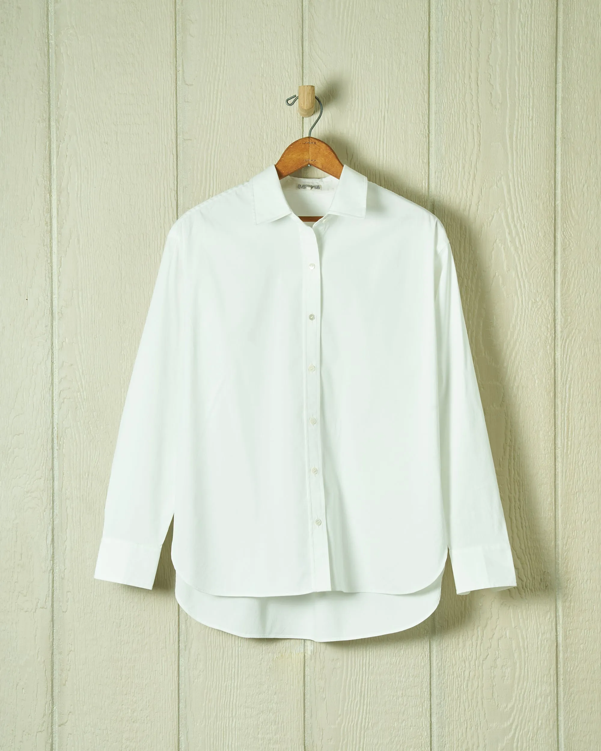 Women's Point Collar Blouse in White Cotton Tencel sold by Quaker Marine Supply