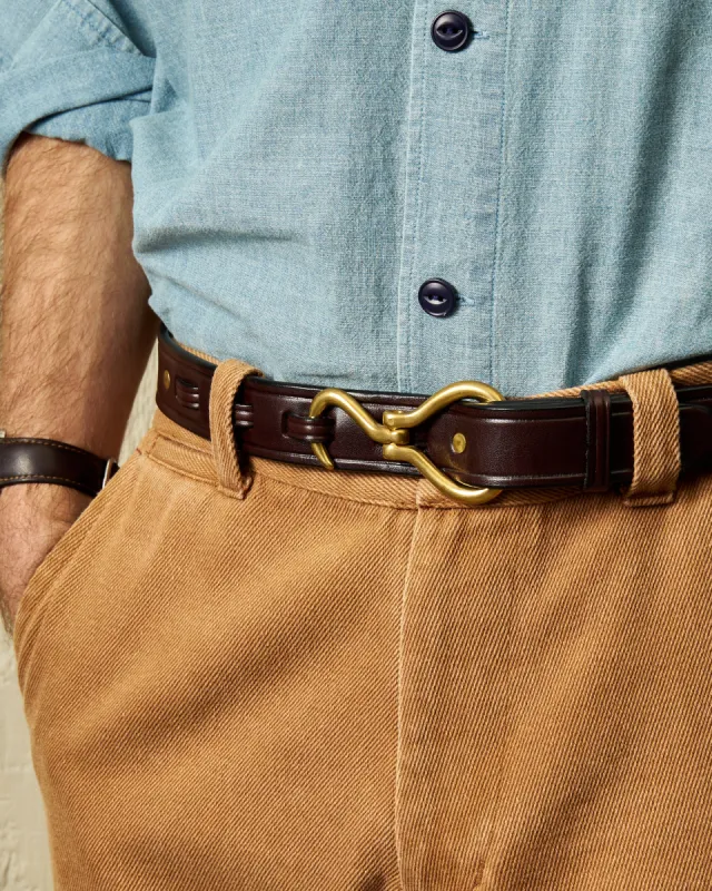 Bridle Strap Belt with Hoof Pick Buckle in Havana sold by Quaker Marine Supply