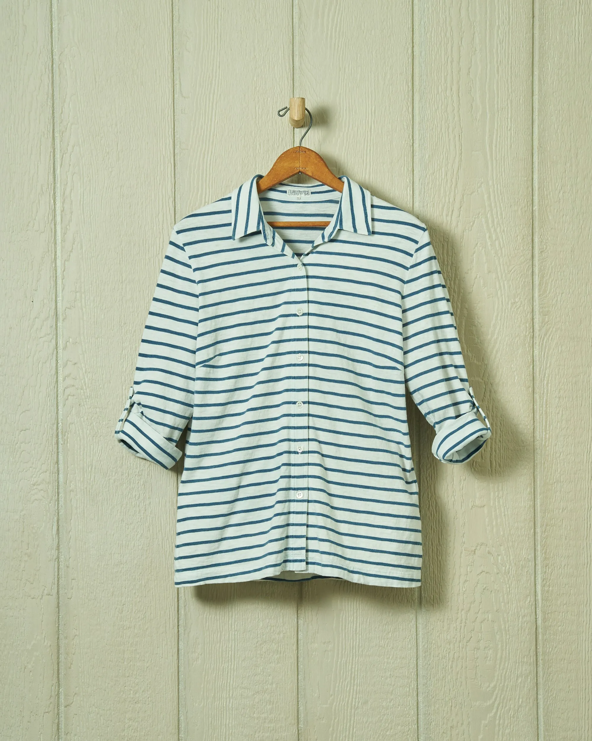 Avalon Indigo Knit Top in White/Navy Stripe sold by Quaker Marine Supply