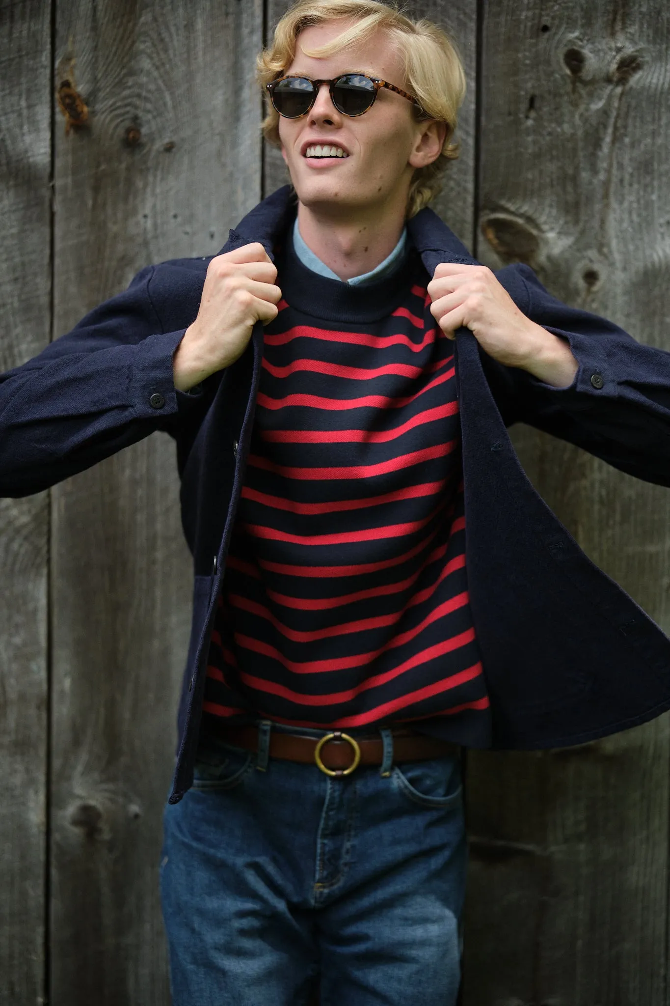 Bateau Sweater in Navy/Red Stripe sold by Quaker Marine Supply product image thumbnail 3