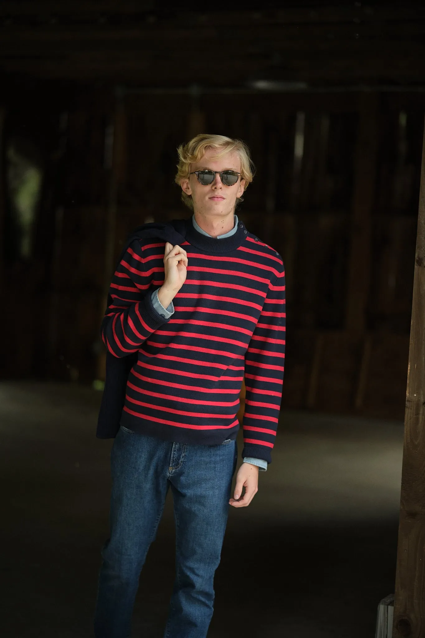 Bateau Sweater in Navy/Red Stripe sold by Quaker Marine Supply product image thumbnail 5