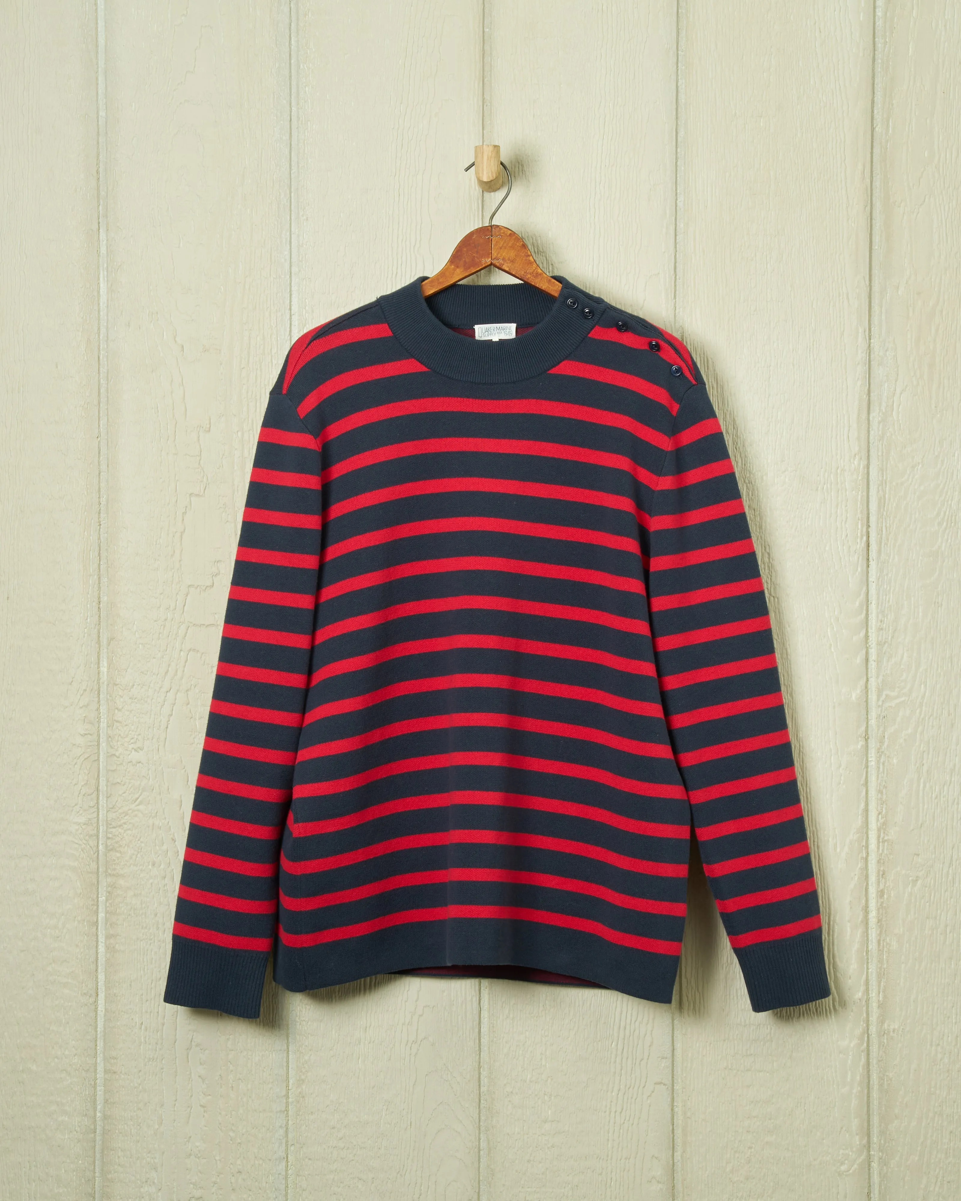 Bateau Sweater in Navy/Red Stripe sold by Quaker Marine Supply