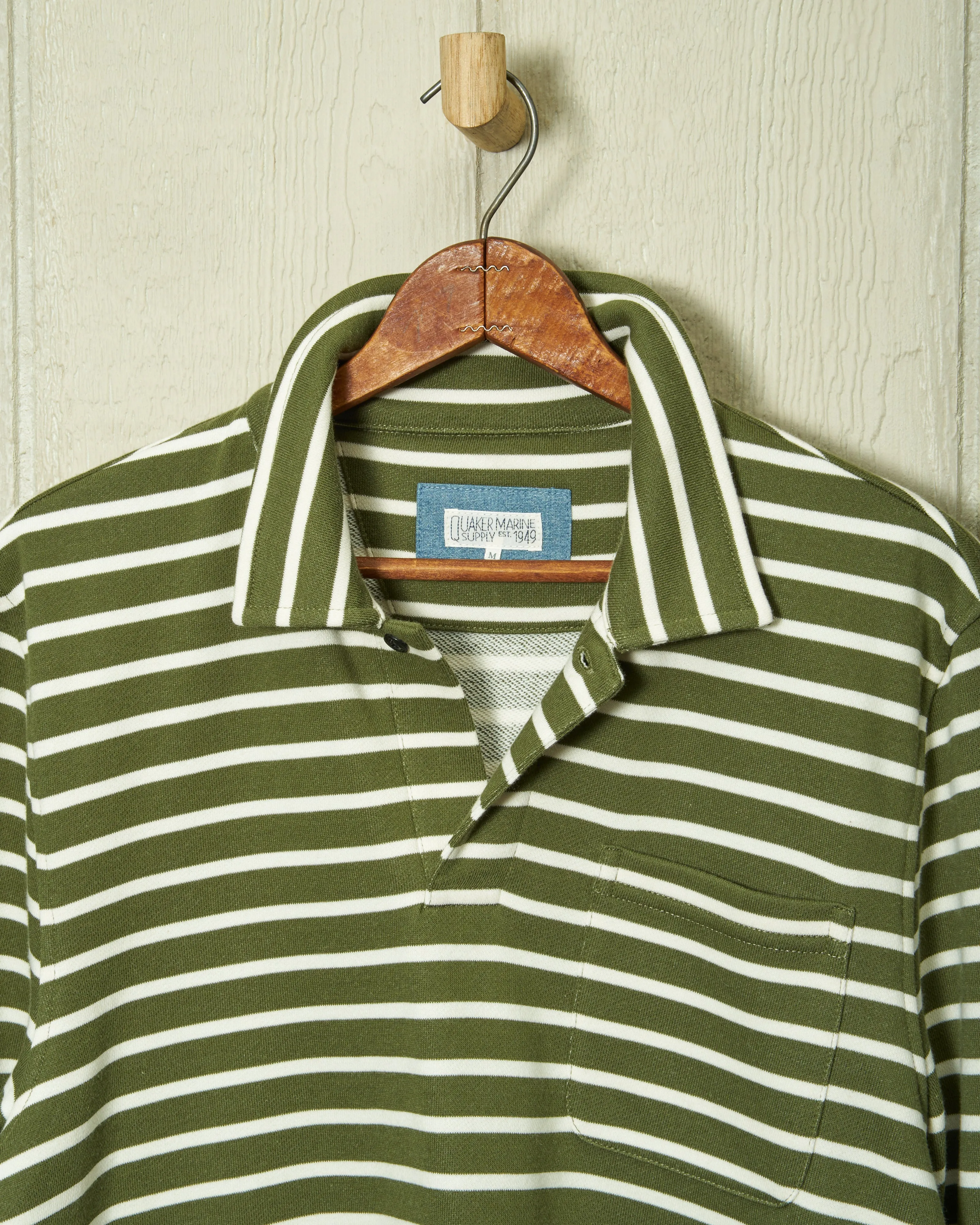 Acadia Polo in Olive/Cream Loopback Terry sold by Quaker Marine Supply product image thumbnail 2