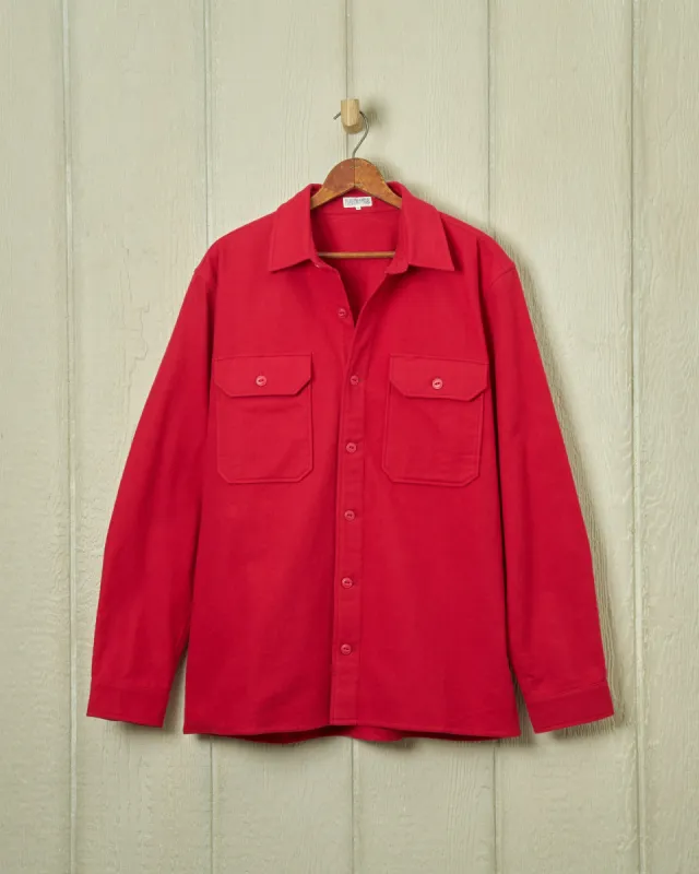MacArthur Shirt in Red Chamois Cloth sold by Quaker Marine Supply