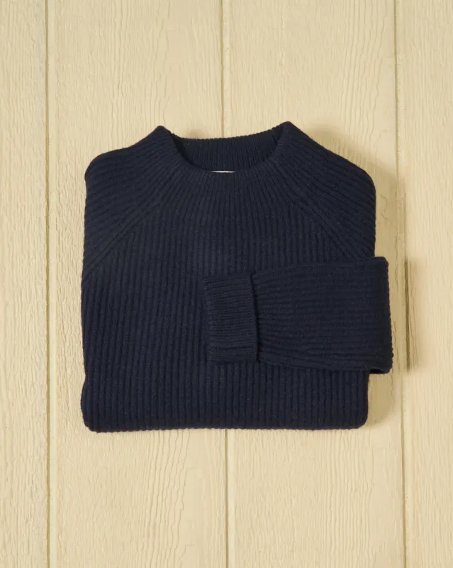 Helena Lambswool Sweater in Navy made by Quaker Marine Supply