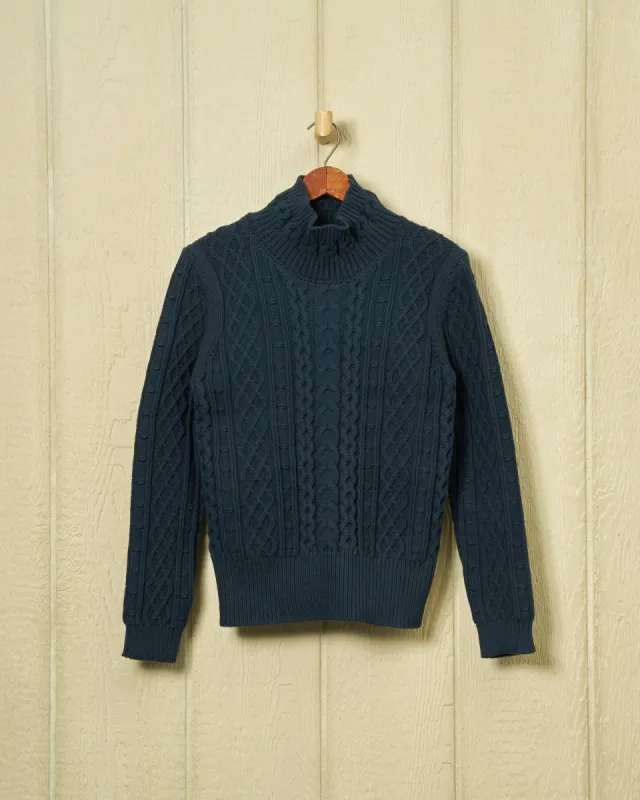 Stowe Turtleneck Sweater in Navy sold by Quaker Marine Supply