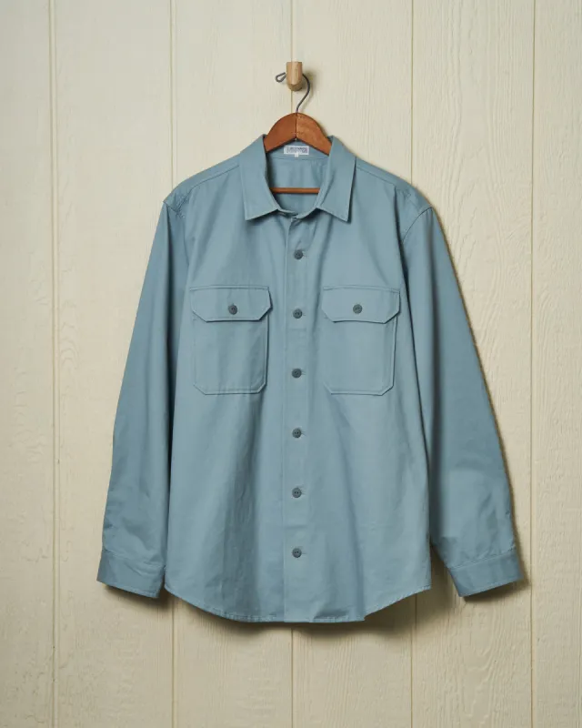 MacArthur Shirt in Ice  Blue Twill sold by Quaker Marine Supply