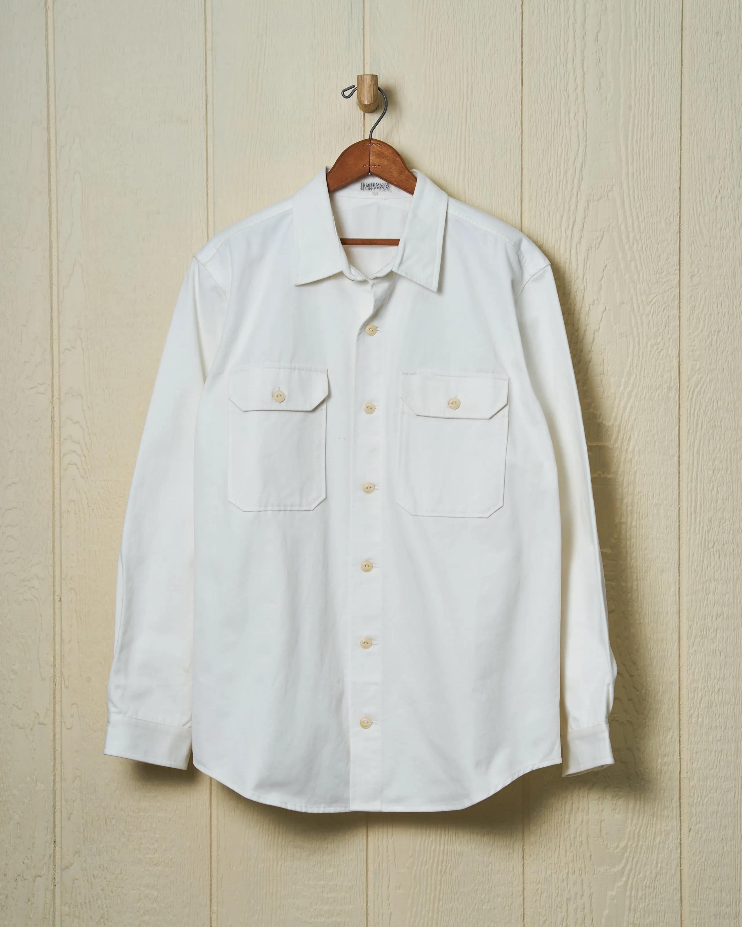 MacArthur Shirt in White Twill sold by Quaker Marine Supply
