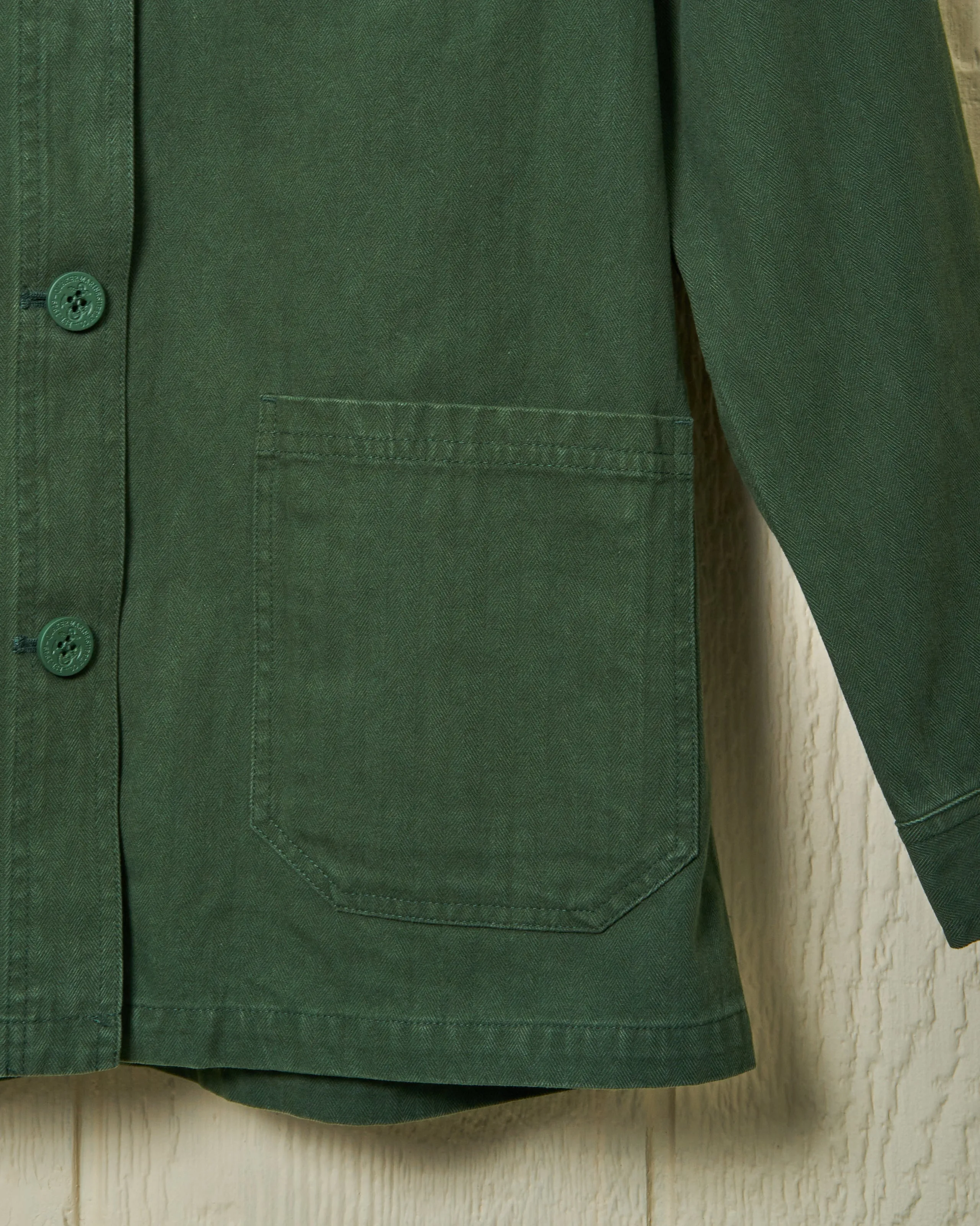 Women’s French Workman’s Jacket in Parks Department Green Herringbone sold by Quaker Marine Supply product image thumbnail 4