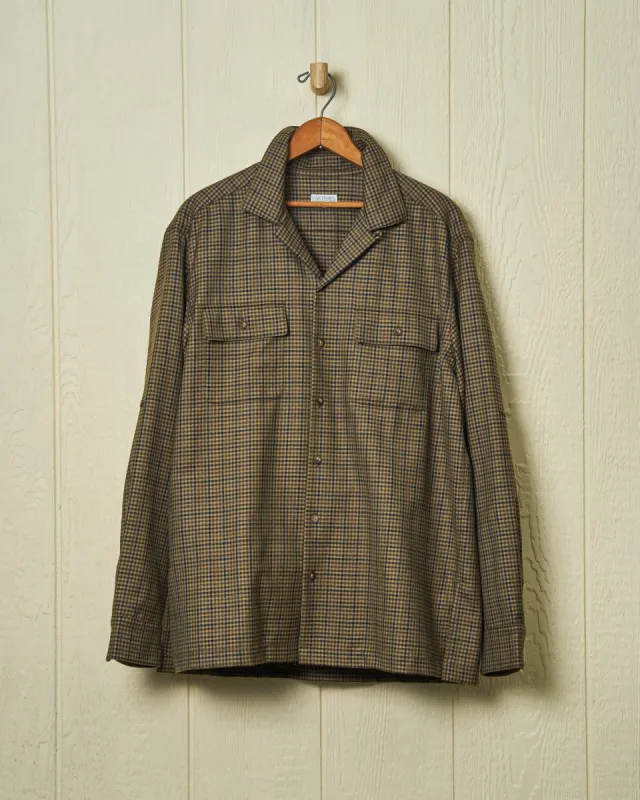 Superfine Wool Camp Shirt in Olive District Check sold by Quaker Marine Supply