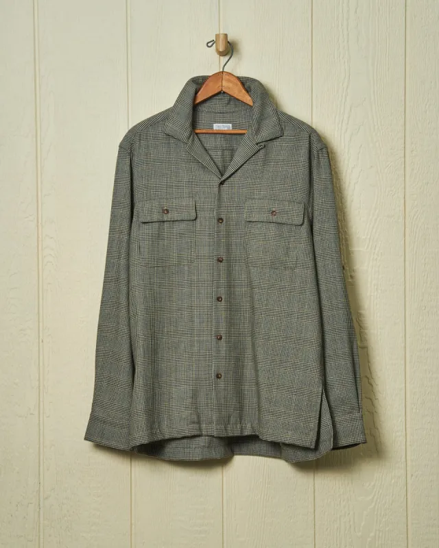 Superfine Wool Camp Shirt in Khaki Glen Plaid sold by Quaker Marine Supply