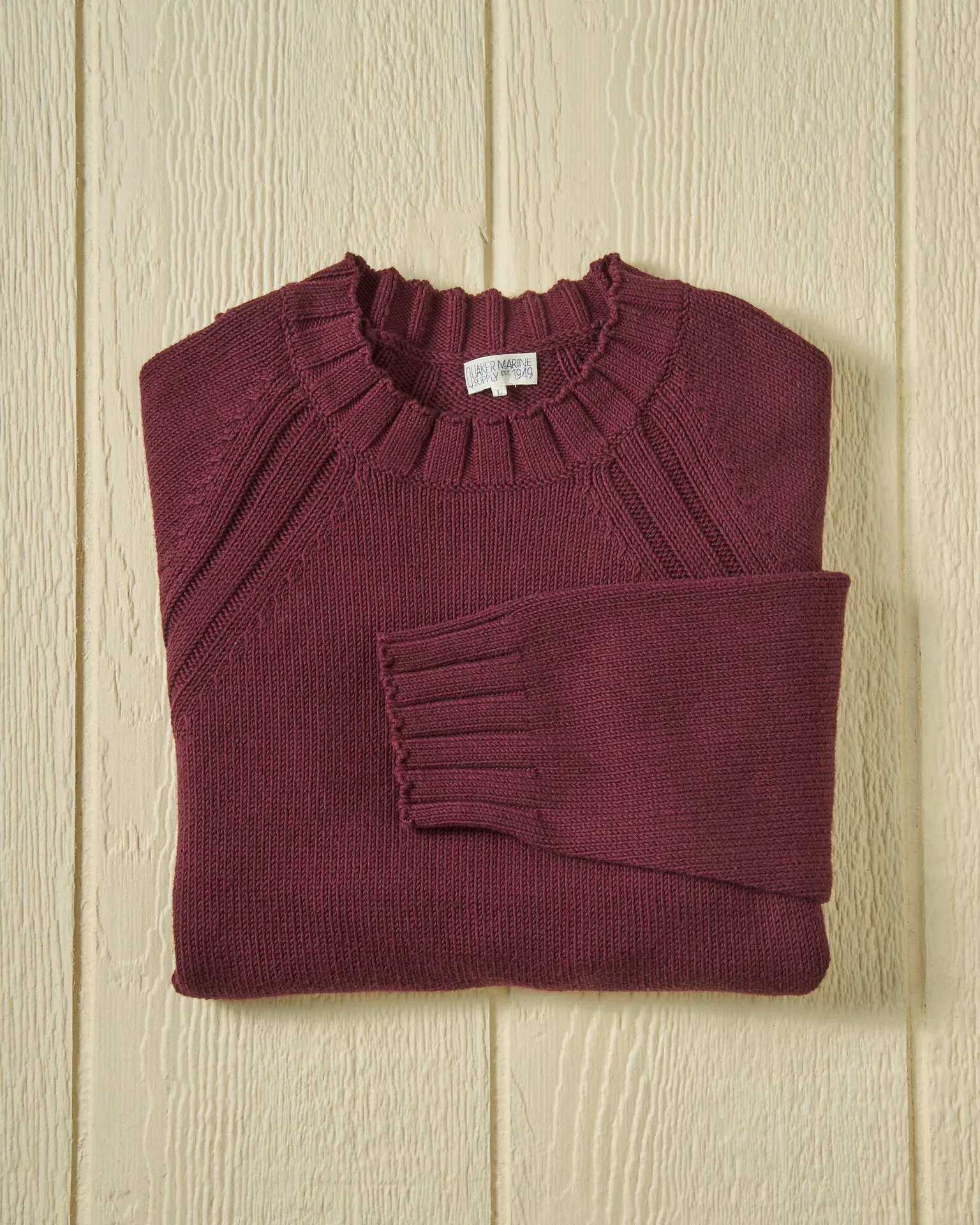 Quaker Crewneck Sweater in Merlot sold by Quaker Marine Supply