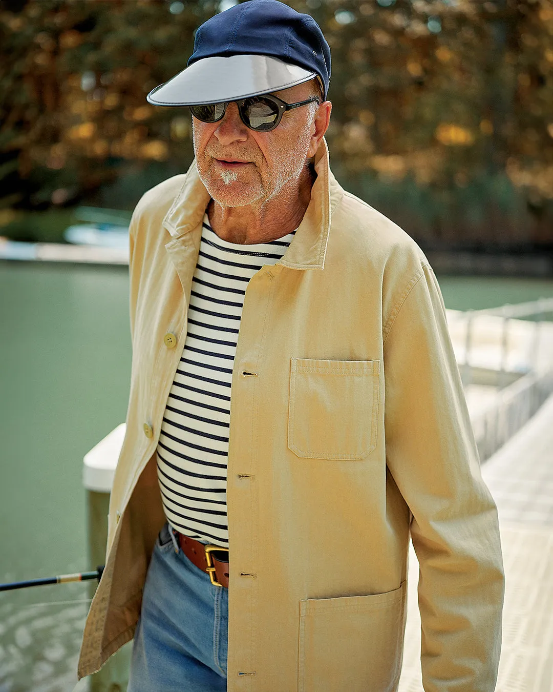 Men’s Breton Stripe Boatneck Tee in Off White/Navy sold by Quaker Marine Supply product image thumbnail 2