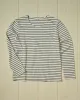 Men’s Breton Stripe Boatneck Tee in Off White/Heather Grey sold by Quaker Marine Supply