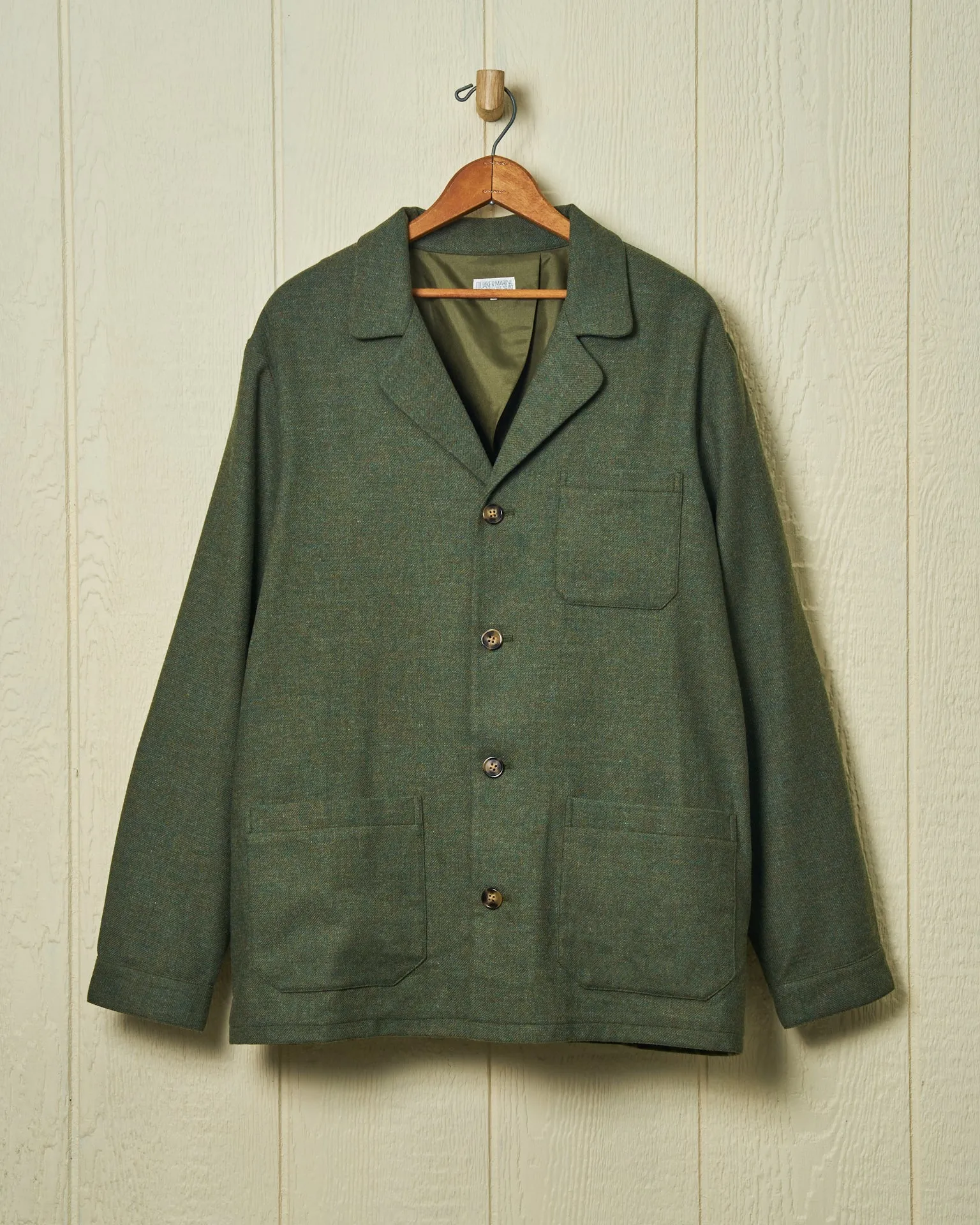 Italian Wool Loafer Jacket in Olive Melange sold by Quaker Marine Supply