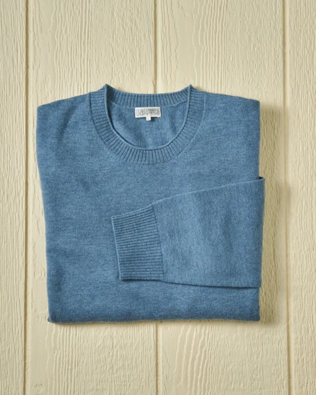 Merino Roll Neck Sweater in Atlantic Blue sold by Quaker Marine Supply