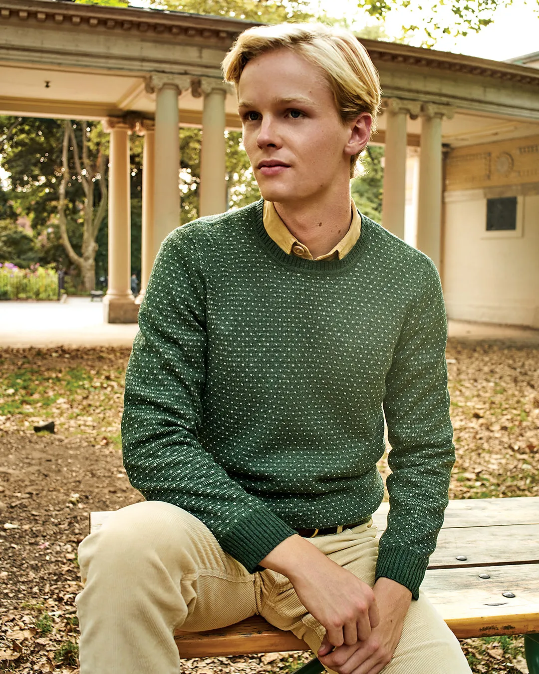Merino Antique Fleck Sweater in Hunter Green sold by Quaker Marine Supply product image thumbnail 2
