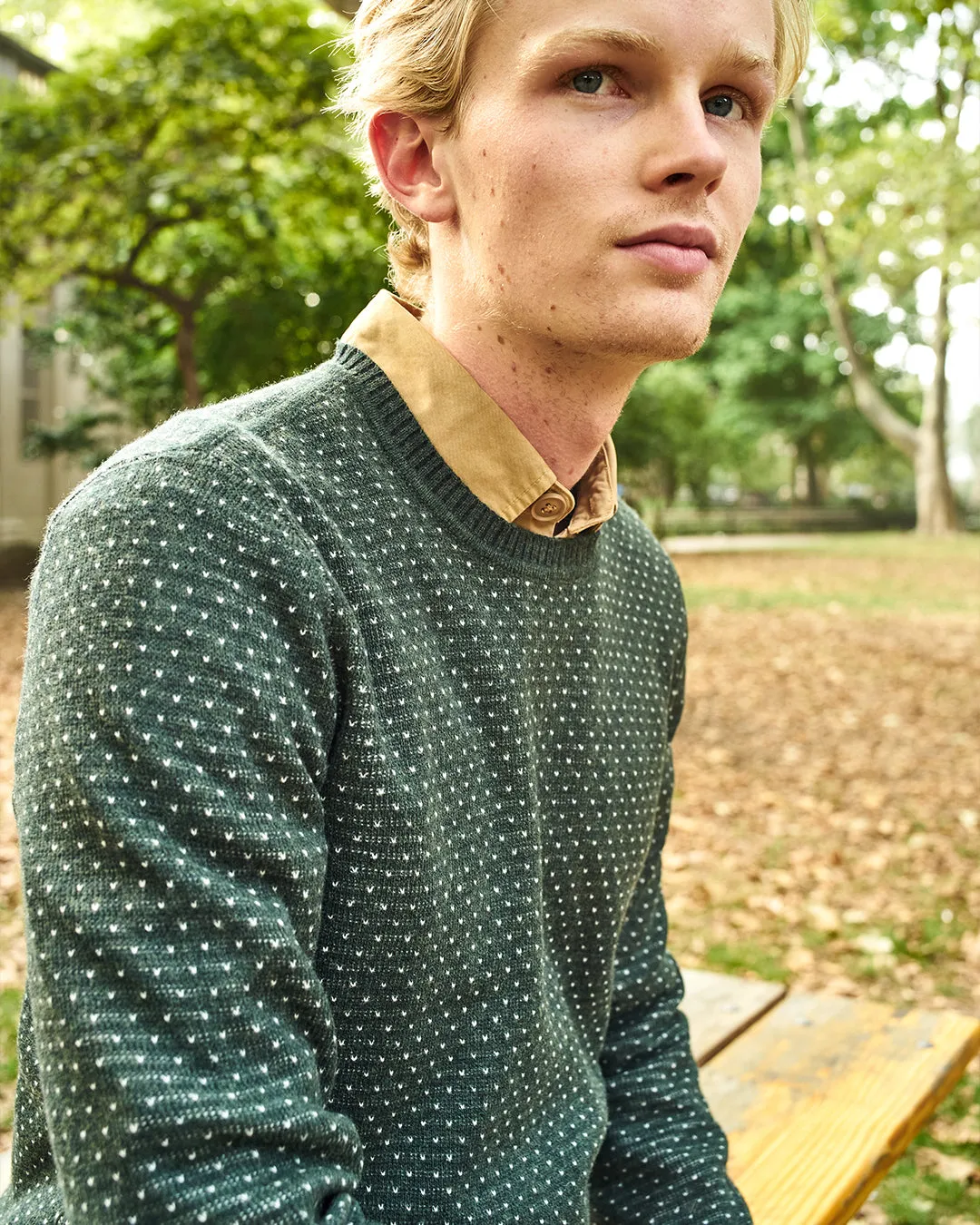 Merino Antique Fleck Sweater in Hunter Green sold by Quaker Marine Supply product image thumbnail 4