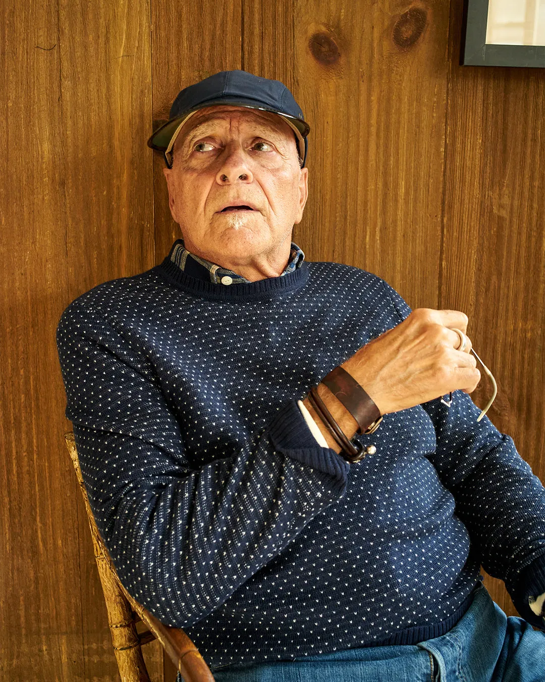 Merino Antique Fleck Sweater in Navy sold by Quaker Marine Supply