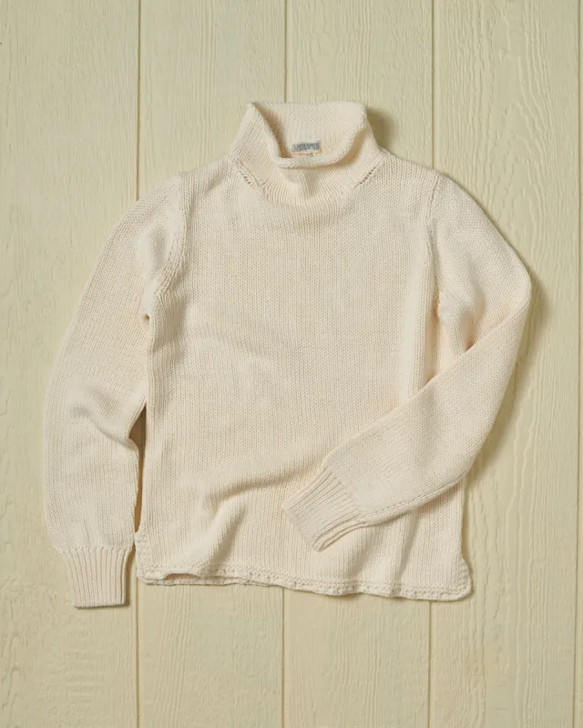 Women's Fisherman's Sweater in Egret sold by Quaker Marine Supply