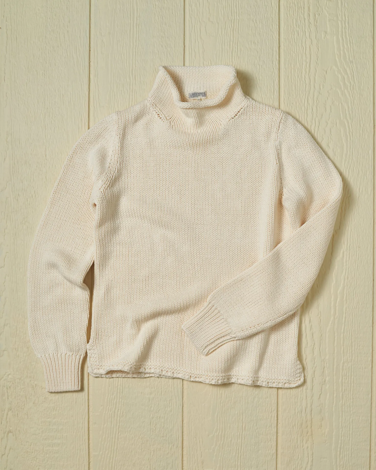 Women's Fisherman's Sweater in Egret sold by Quaker Marine Supply