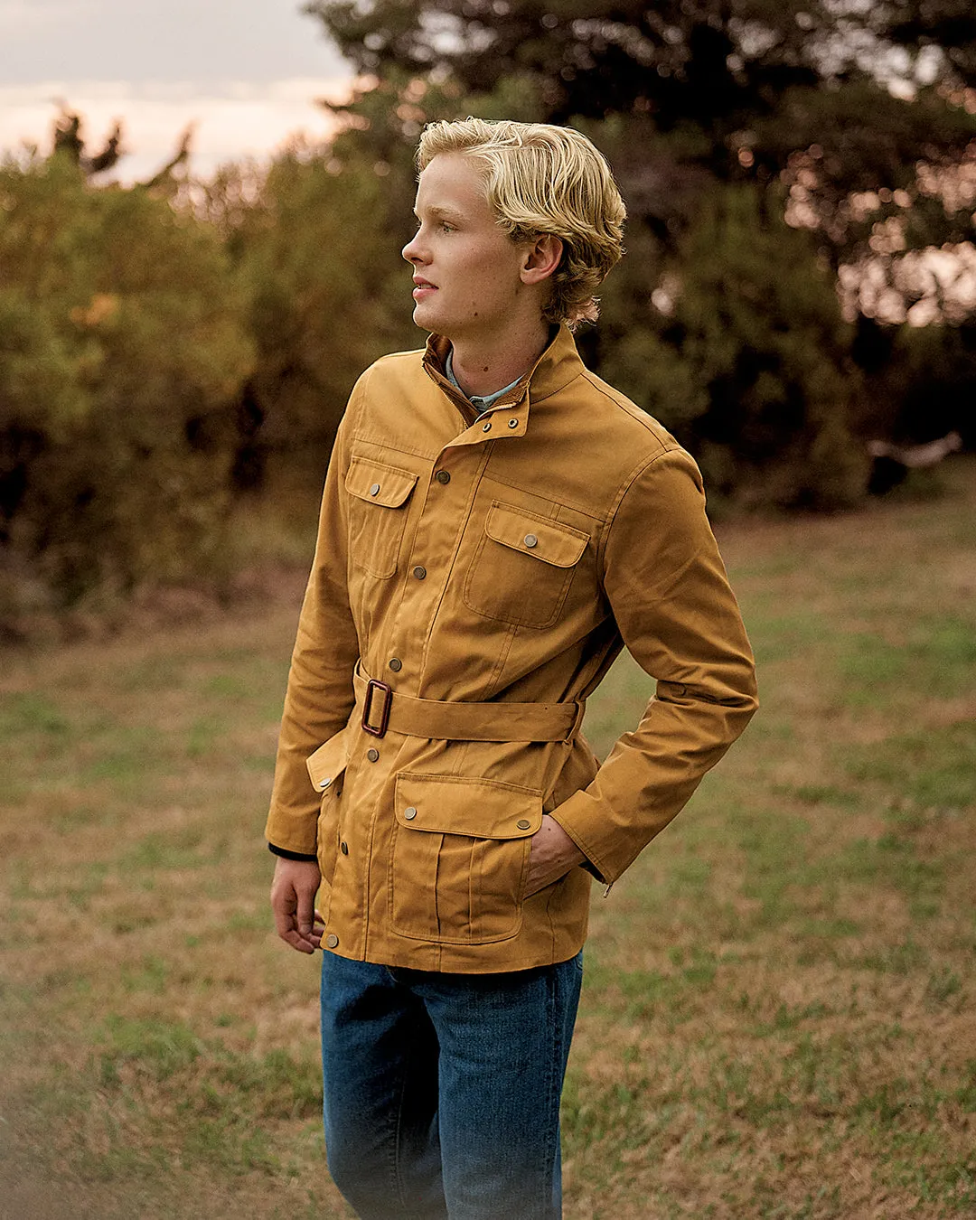 Aberdeen Jacket in Goldenrod Waxed Canvas sold by Quaker Marine Supply