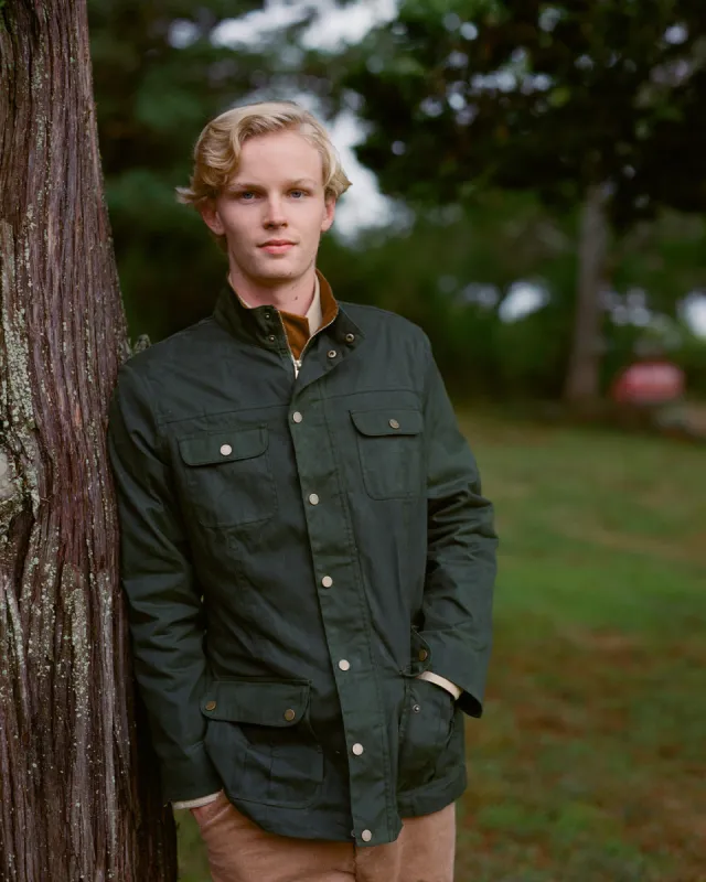 Aberdeen Jacket in Olive Waxed Canvas sold by Quaker Marine Supply