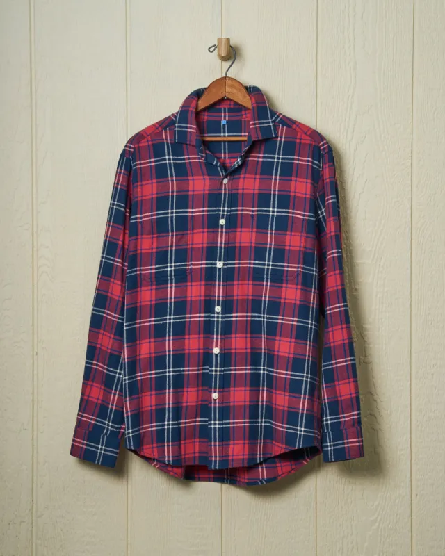 Flannel Chore Shirt in Weathered Red/Navy Plaid sold by Quaker Marine Supply