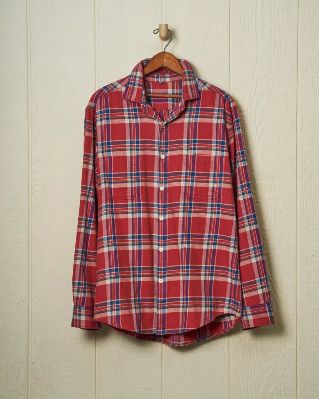 Flannel Chore Shirt in Weathered Red Plaid sold by Quaker Marine Supply
