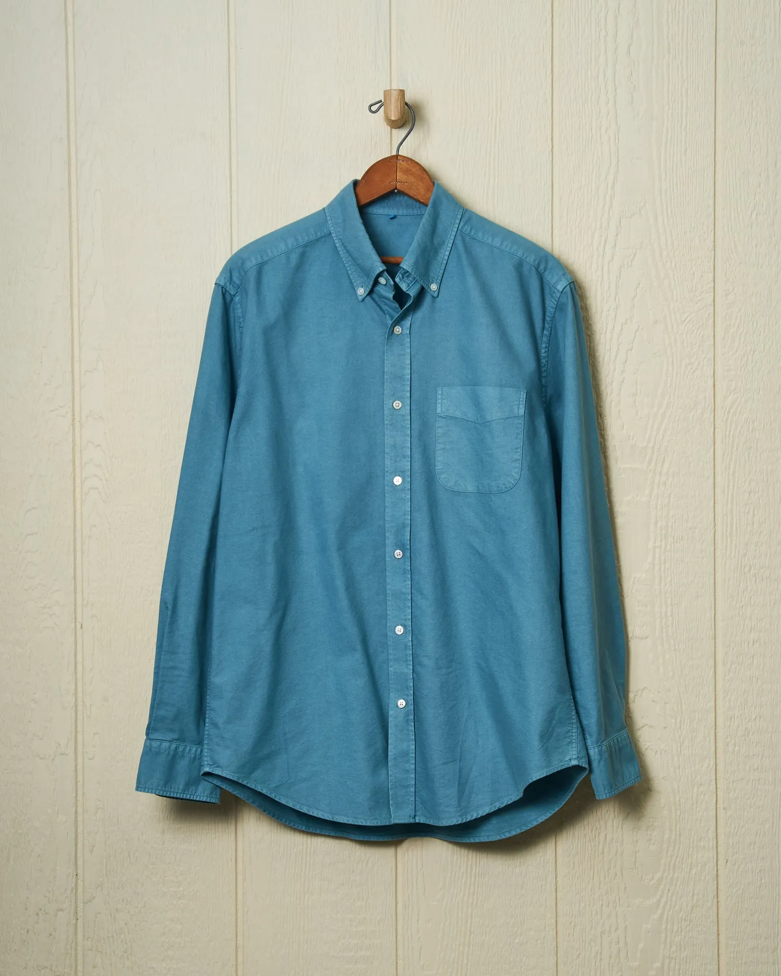 Garment Dyed Oxford Shirt in Chambray sold by Quaker Marine Supply