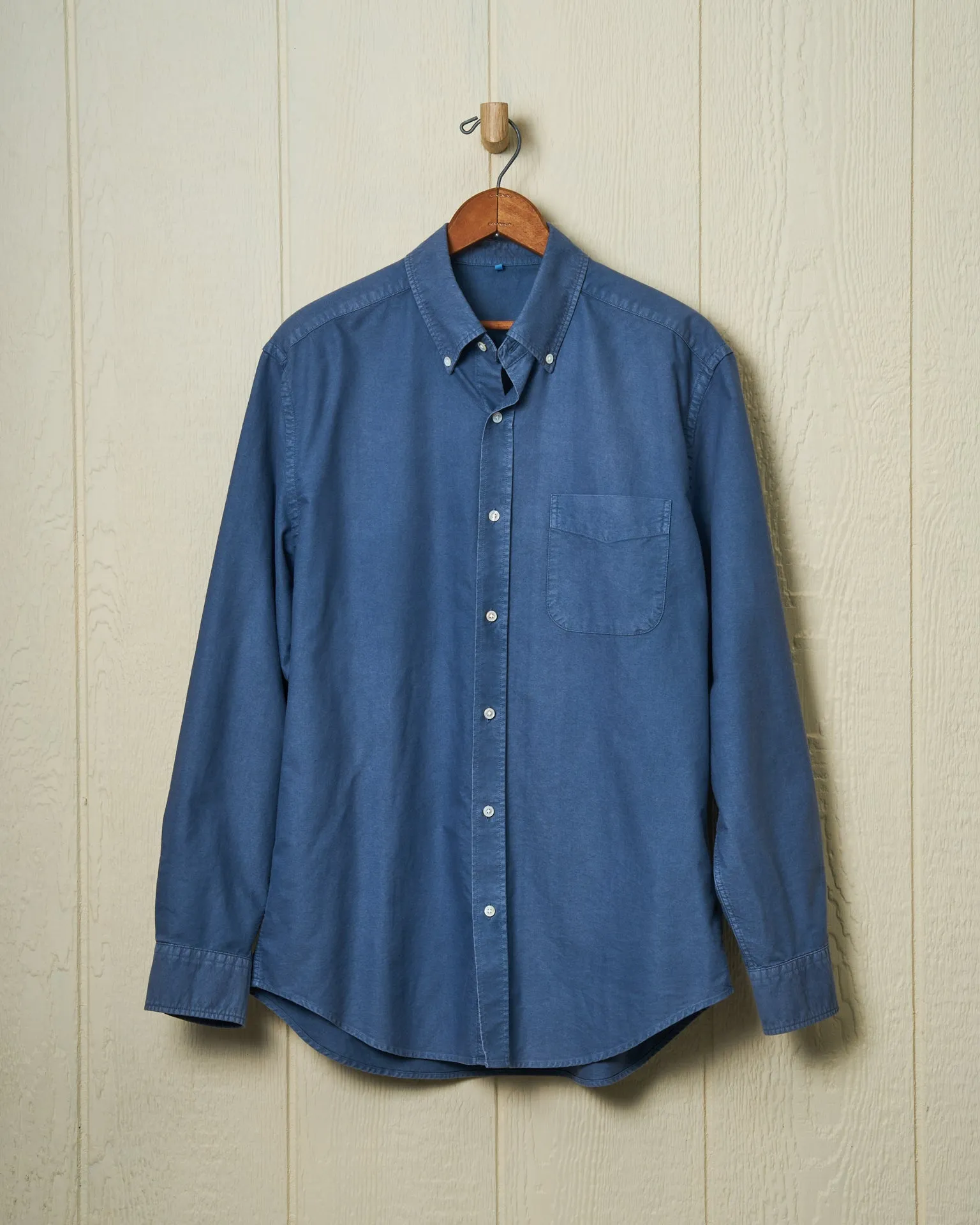 Garment Dyed Oxford Shirt in Weathered Navy sold by Quaker Marine Supply