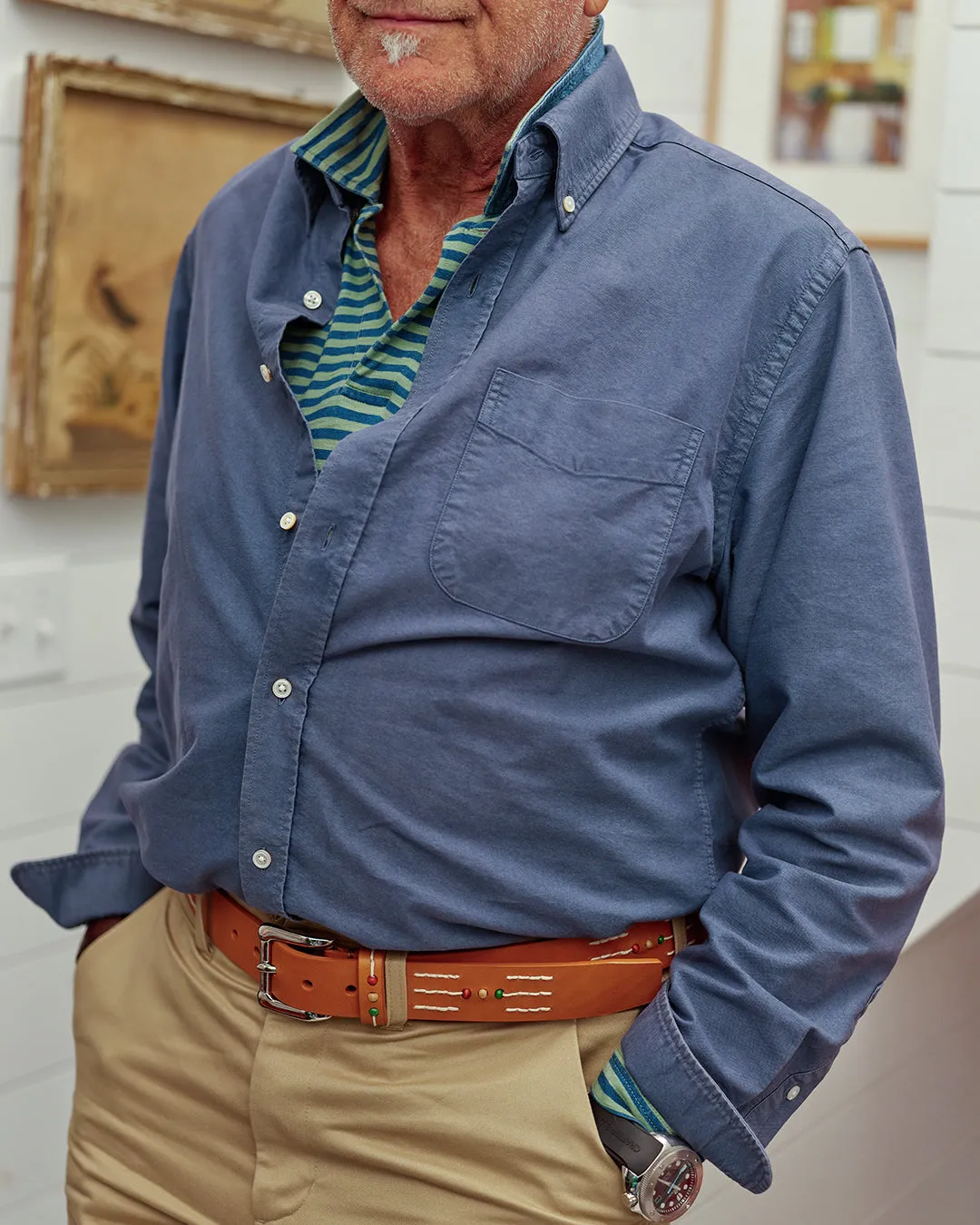 Garment Dyed Oxford Shirt in Weathered Navy sold by Quaker Marine Supply product image thumbnail 2