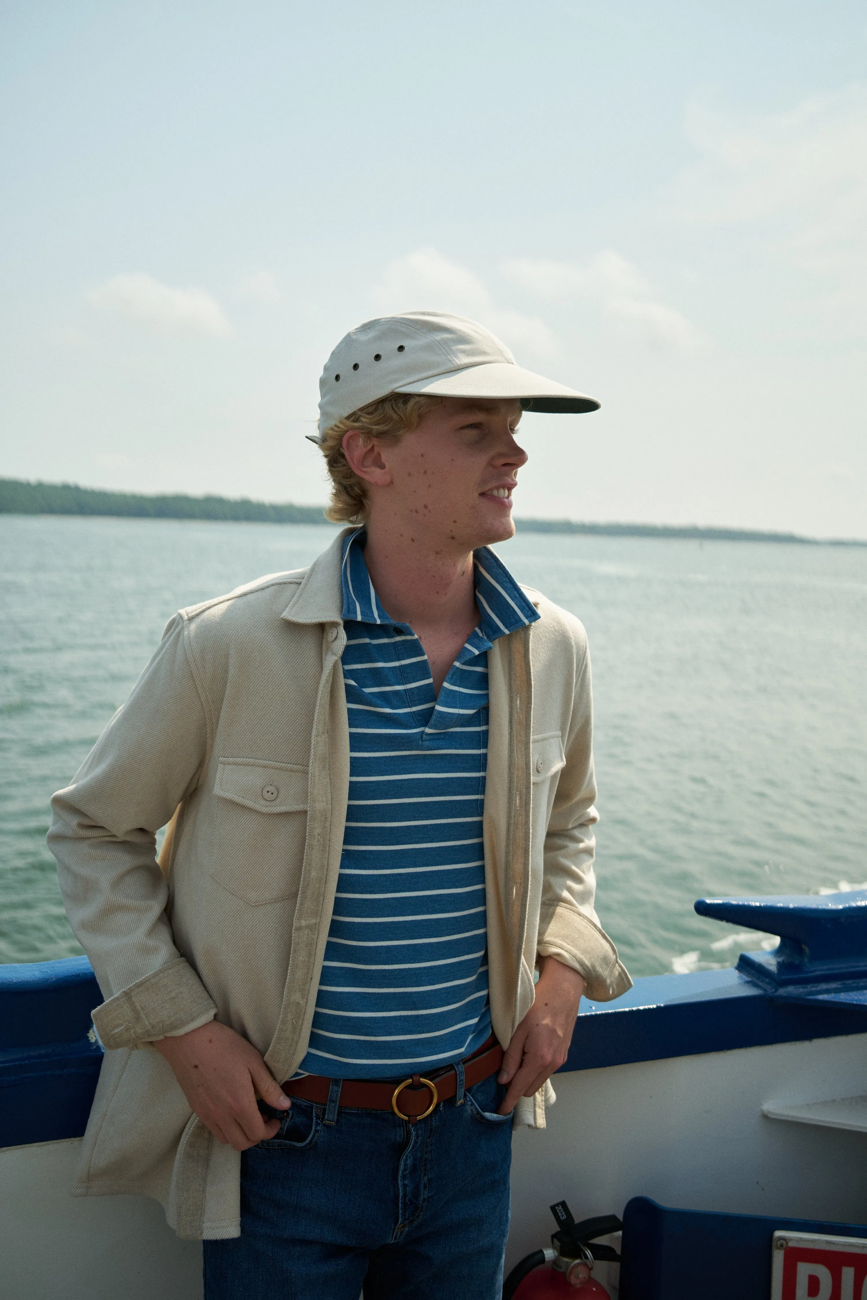 Heavyweight Long Sleeve Indigo Polo in ¾” Indigo/White Stripe sold by Quaker Marine Supply product image thumbnail 4