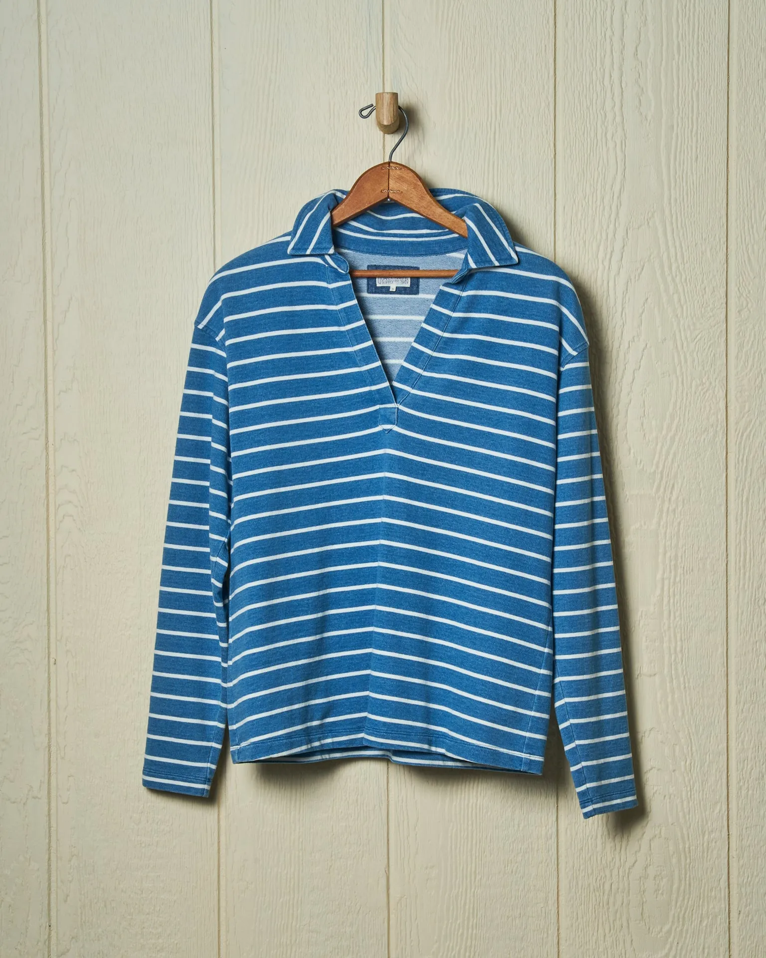 Indigo Inlet Pullover in ¾” Indigo/White Stripe sold by Quaker Marine Supply