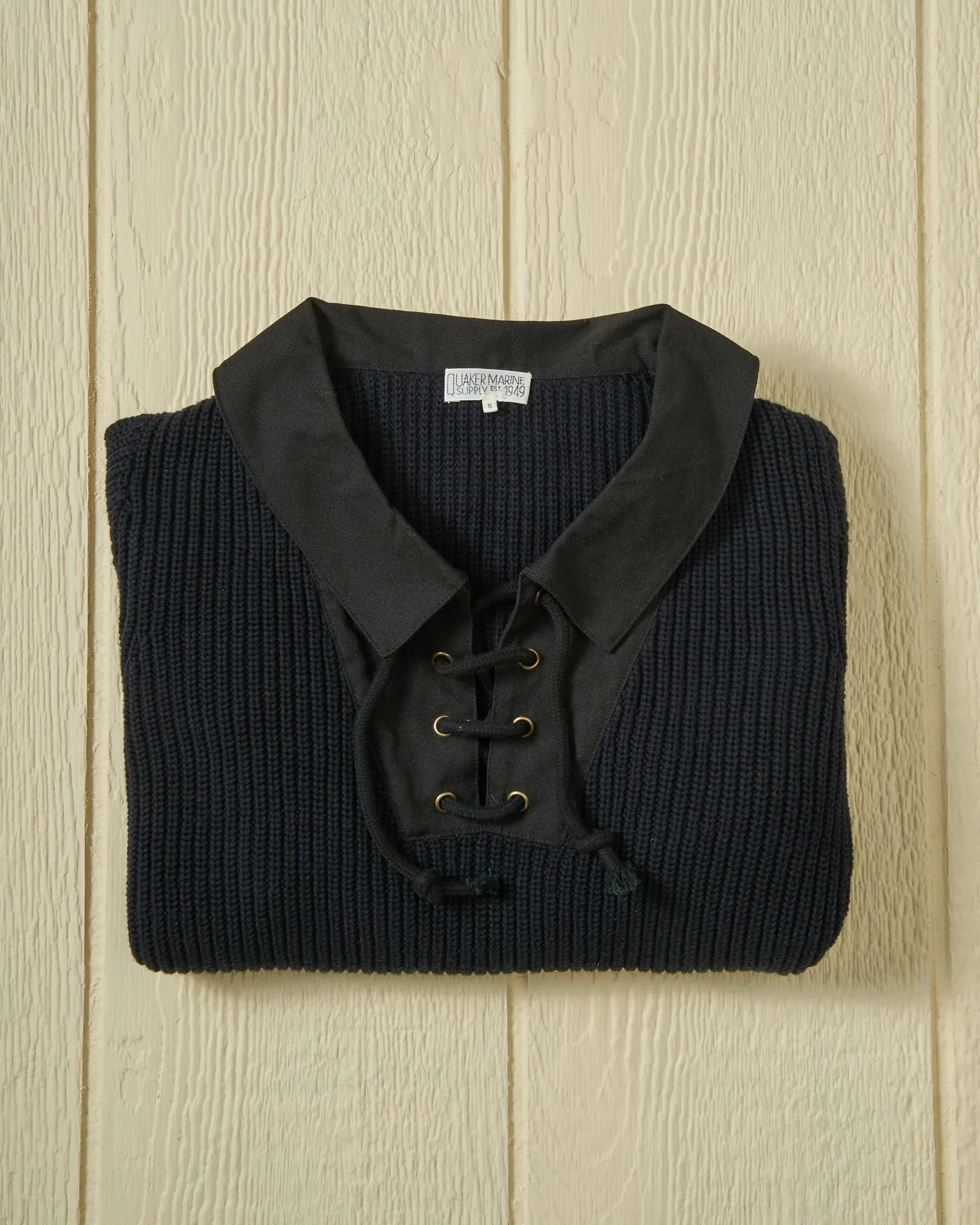 Halifax Lace-Up Sweater in Navy sold by Quaker Marine Supply product image thumbnail 2