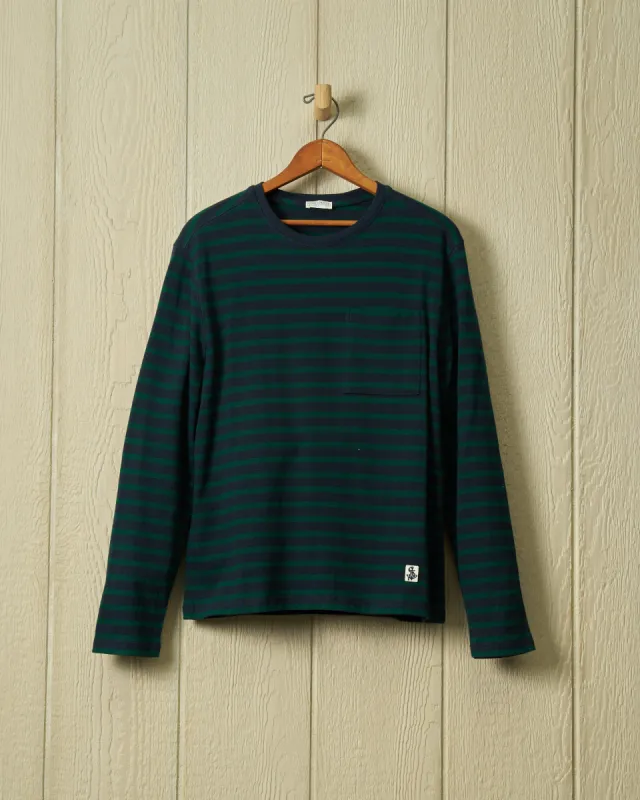 Mariner Knit Shirt in Navy/Green sold by Quaker Marine Supply